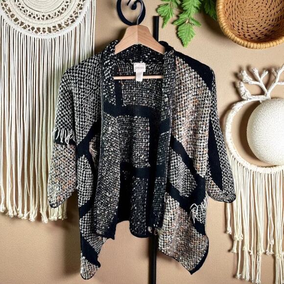 Chico's Women's Small (Vanity 0) Kinsley 3/4 Sleeve Open Boho Cardigan Sweater - Picture 2 of 13